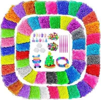 Produktbild von 10.000 Loom-Bänder-Set für Kinder – 60 Farben elastischer Bänder für DIY-Projekte, kreatives Basteln, Partys und als Geschenk