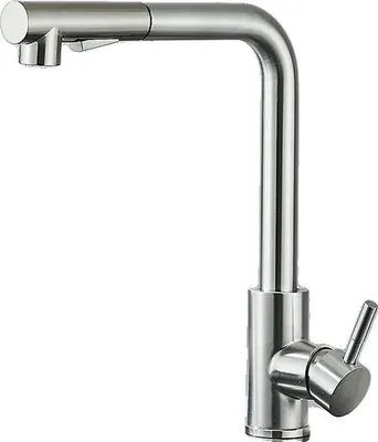 Immagine prodotto di Rubinetto da cucina, ugello spray estraibile, acqua calda e fredda, nichel spazzolato