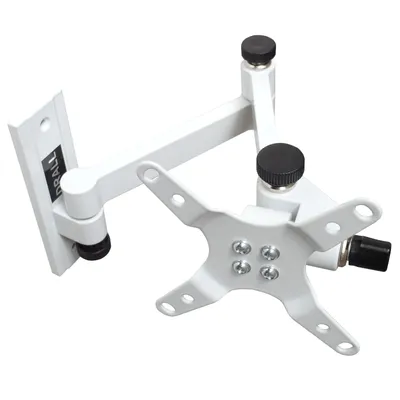 A white adjustable TV wall mount is shown against a white background.