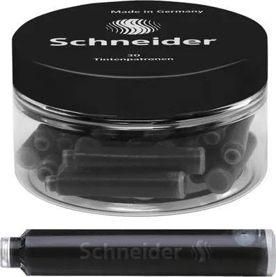 Image de Cartouches d'encre Schneider, standard, dans une boîte ronde, 30 pièces, couleur:noir
