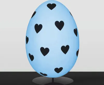 Produktbild von Casa Padrino XXL Deko Osterei mit Ständer Hellblau / Schwarz H. 75 cm - Oster Dekoaration