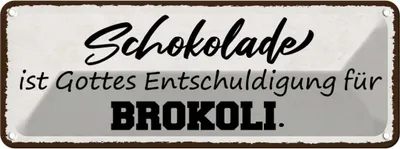 Produktbild von vianmo Blechschild 10x27 cm Schokolade ist Entschuldigung Dekoration Spruch Zitat