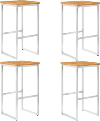 Produktbild von Barhocker 4 Stk. Massivholz Akazie und Edelstahl