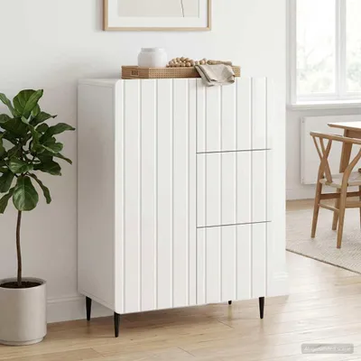 Obrázok produktu pre vidaXL Komoda, lesklá biela, 66 x 34,5 x 91,5 cm, drevotrieska