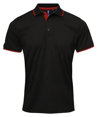 Produktbild von Premier - Poloshirt für Herren, Coolchecker LT5319 (M) (Schwarz/Rot)