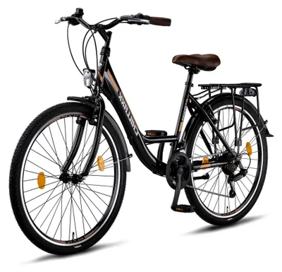 Produktbild von Bike Strada Premium Citybike in 24, 26, 28 Zoll - Fahrrad für Mädchen, Jungen, Herren und Damen - 21-Gang-Schaltung - Hollandfahrrad