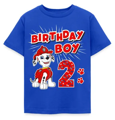 Produktbild von Spreadshirt Paw Patrol Marshall Geschenk 2. Geburtstag Kinder T-Shirt, 110/116 (5-6 Jahre), Royalblau