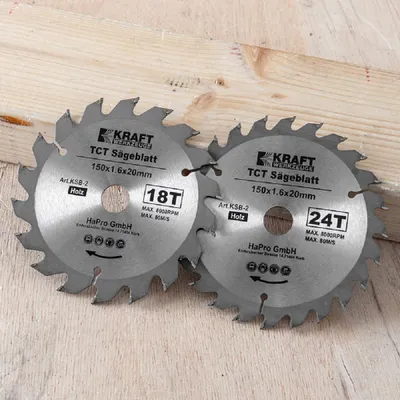 Produktbild von Kraft Werkzeuge Handkreissägeblatt 2er-Set Kreissägeblatt Schneidscheiben Sägescheiben