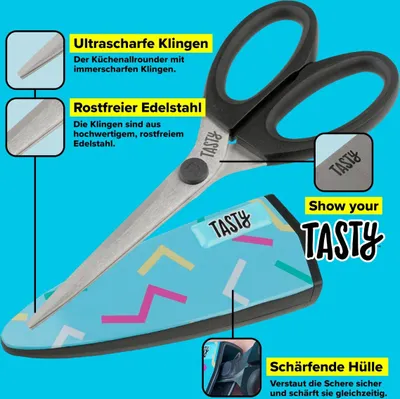 Produktbild von Tasty Küchenschere aus Edelstahl, Haushaltsschere mit Klingenschutzhülle