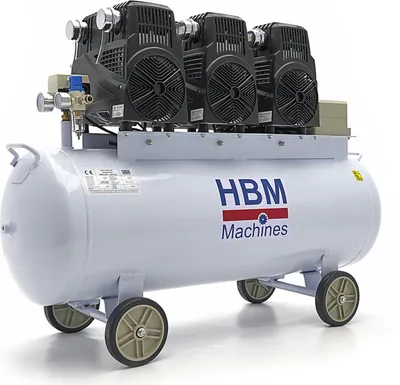 Immagine prodotto di Compressore aria silenziato - con capacità del serbatoio di 150 litri - senza olio, oil free - per utensili pneumatici, 10 bar HBM Machines Olanda