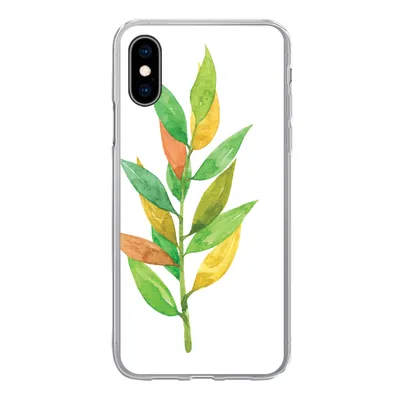 Produktbild von MuchoWow® Handyhülle Schutzhülle Hülle für iPhone X Aquarelle - Blätter - Pflanzen Silikon Softcase Handy Hülle - Handyhülle