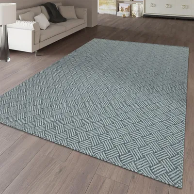 Produktbild von TT Home Flachgewebter Teppich Geometrisches Muster Kontrurenschnitt Webmuster Grau Trend Größe 80x150 cm