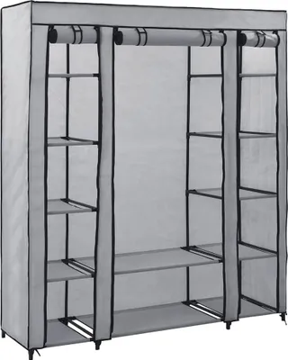Obrázek produktu pro vidaXL Látková šatní skříň s policemi na oděvy šedá 150x45x176cm