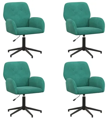 Image de vidaXL - 4 chaises pivotantes, 54 x 55 x 90 cm, turquoise, velours (V)
