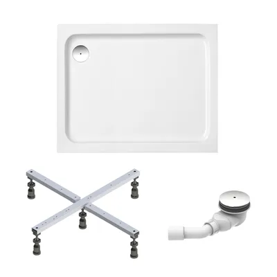 Produktbild von Schulte Duschwanne 100x80 cm, Weiß, Modell Cala - Komplettset inkl. Fußgestell und Ablaufgarnitur