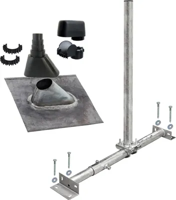 Produktbild von PremiumX X100-48F Dachsparrenmasthalter feuerverzinkt Blei-Ziegel Kappe Set