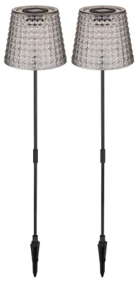 Produktbild von 2er Set LED Solarlampe, Erdspieß, Kunststoff rauch, H 60 cm