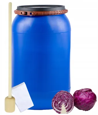 Zdjęcie produktu dla Zestaw Do Kieszenia Kapusty Beczka 85L Worek + Tłuczek Plastikowa Obejma