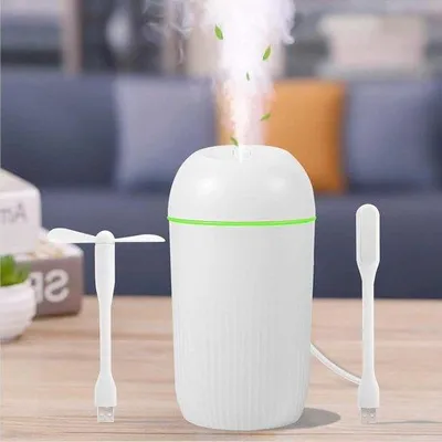 Image de Mini humidificateur de bureau avec connexion USB - Blanc - Pour la chambre à coucher ou le bureau - Veilleuse - Arrêt automatique