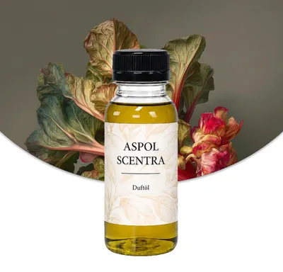 Produktbild von Aspol Scentra Rhabarber UFIGREEN Duftöl für Kerzen und Diffusoren 100 ml, KI-generiertes Bild