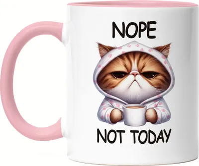 Produktbild von Nope Not Today Tasse Rosa Katze Lustig Süß Geschenkidee für Morgenmuffel