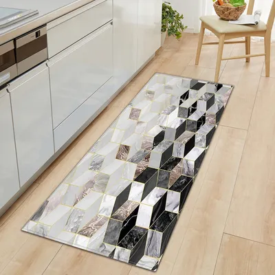 Produktbild von AIORBER Küchenteppich, Marmoroptik, rutschfester Teppich aus Polyester, wasserdicht, schalldämpfend,weich und bequem,Teppichläufer, für Flur und Küche