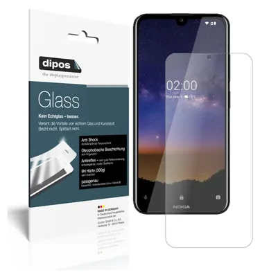Produktbild von 2x Schutzfolie für Nokia 45324 matt - Anti-Shock 9H Folie dipos Glass Kunststoffglas