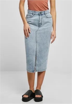 Produktbild von Damenrock Urban Classics, Jeansrock im Midilänge, hellblau gewaschen - Größe 31