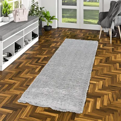 Produktbild von Luxus Hochflor Shaggy Teppich Läufer Dream Grau, Größe:100x400 cm