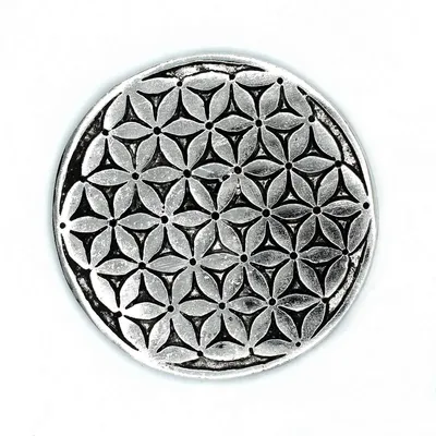 Produktbild von Räucherstäbchenhalter Blume des Lebens silber rund Schale Räucherkegelhalter