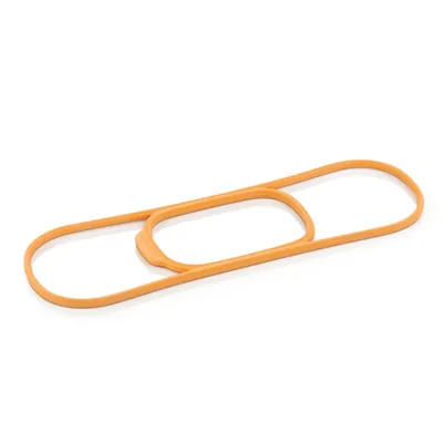 An orange gasket or seal on a white background.