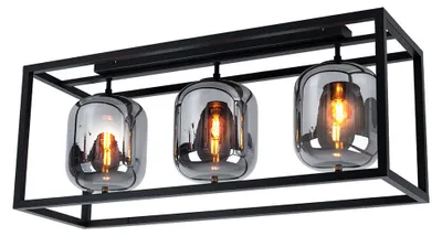 Produktbild von LED Deckenleuchte, schwarz, Glas rauch, L 77 cm
