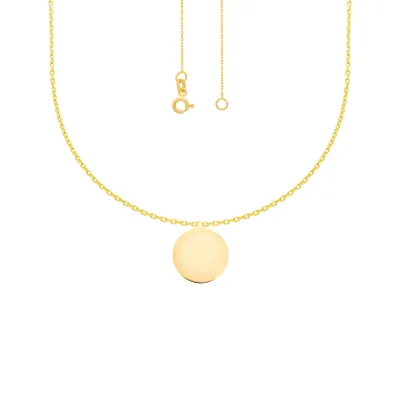 Produktbild von 585er Gold Collierkette mit Gravurplatte Rund Platte Gold Kette Anhänger 17Ø