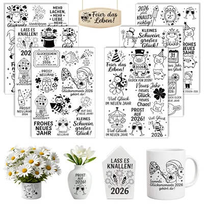 Productafbeelding van Rub-on stickers - 6 stuks A5 transferstickers - knutselaccessoires - meerkleurig