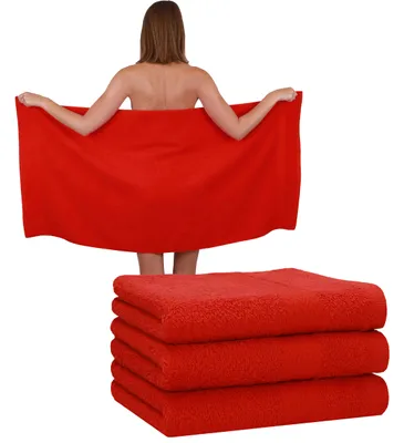 Produktbild von Betz 4 Stück Duschtücher 70 x 140 cm PREMIUM 100% Baumwolle Liegetuch Strandtuch   Farbe: rot