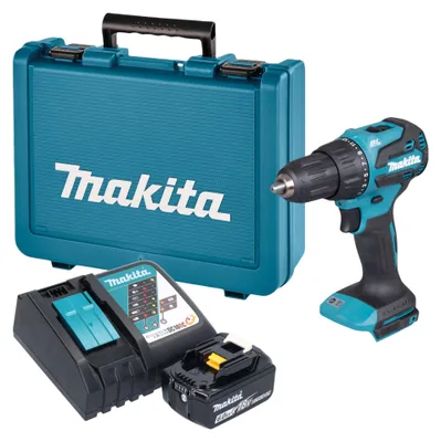 Image de Perceuse-visseuse à percussion sans fil Makita DHP 490 RG1E 18 V 65 Nm sans balais + 1 batterie 6,0 Ah + chargeur + mallette