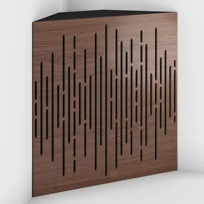 Imagen del producto de Juego de 4 trampas de graves de esquina WAVE-F, 50x50x15 cm, nogal/