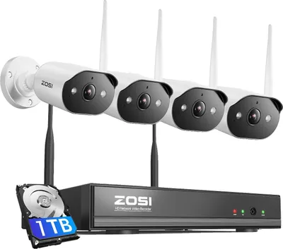 Immagine prodotto di Sistema di telecamere di sicurezza, video HD 2K, notifiche di rilevamento intelligenti, 1 TB, 4 telecamere da 3 MP
