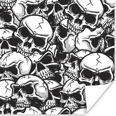 Produktbild von MuchoWow® Poster Eine Musterillustration von Totenköpfen 50x50 cm - Wohnzimmerdekoration
