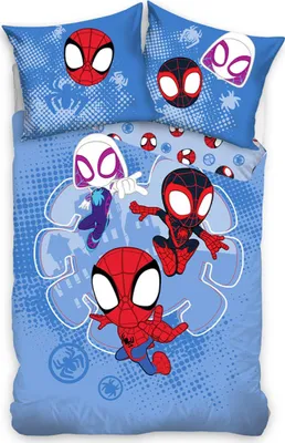 A baby bedding set with Spidey Little Heroes characters.