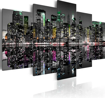 Produktbild von Modernes Wandbild 030111- 35 (100x50) - 5 Teilig Bilder Fotografie auf Vlies Leinwand Foto Bild Dekoration Wand Bilder Kunstdruck New York