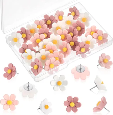 Produktbild von 30 Stück Blumenstecker für Pinnwand, kreative dekorative Pinnwandnadeln, Stecknadeln, süße Reißnägel für DIY, Nadeln für Karten, Korkplatte, Fotodarstellung, Büro, Zuhause