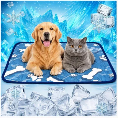 Immagine prodotto di Tappetino refrigerante per cani, auto-raffreddante, lavabile, colore blu, taglia XL, 100x70 cm