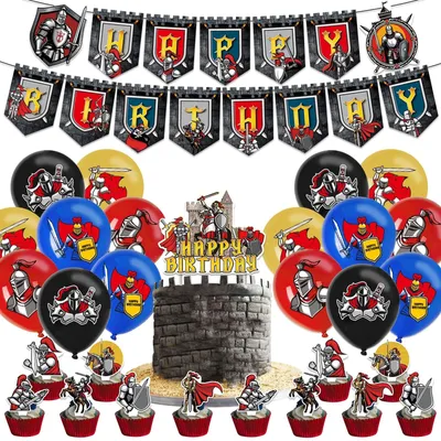 Immagine prodotto di Set di decorazioni a tema medievale per feste di compleanno