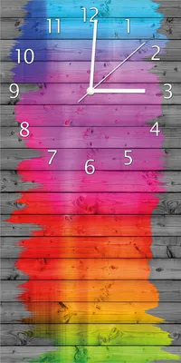 Produktbild von Wallario Design Wanduhr Holzpaneel - Bemaltes buntes Holz aus Echtglas, Größe 30 x 60 cm