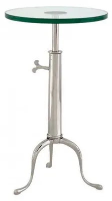 Obrázek produktu pro Designový industriální stolek Casa Padrino výškově nastavitelný stříbrný výška: 63 - 76 cm, průměr 40 cm - stolek z nerezové oceli - telefonní stolek v niklové úpravě - kvalita