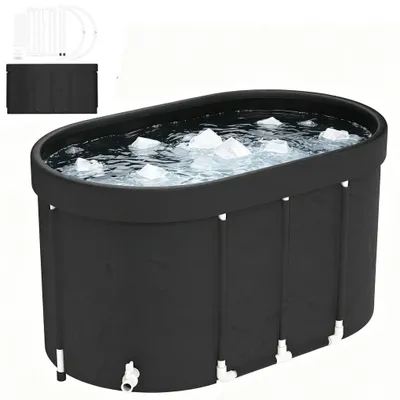 Produktbild von LZQ Ovale Eistonne, 120x70 CM tragbare Ice Bath Badewanne für Outdoor & Regeneration, mehrschichtig