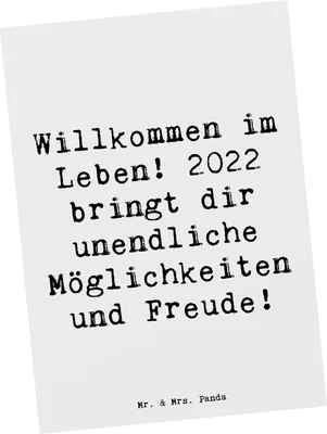 Produktbild von Mr. & Mrs. Panda Postkarte Spruch 2022 Geburtstag Freude - Weiß - Geschenk, Geburtstagsgeschenk, bildkarte, Happy Birthday, Glück, Ansichtskarten, Inspiration, Grußkarte