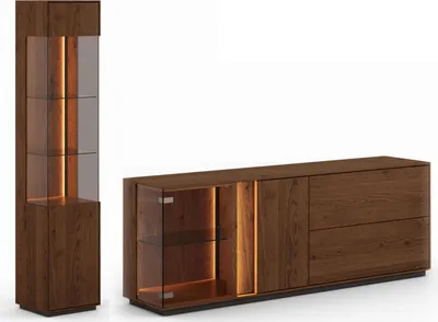 Image de Ensemble de salon Collodi 2 pièces Chêne sauvage tabac Bois massif huilé Finition au choix