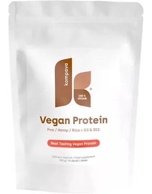 Productafbeelding van Kompava Vegan Protein 525 g, chocolade-kersen smaak / Plantaardige proteïne / 100% plantaardige proteïne, verrijkt met BCAA's en vitamines